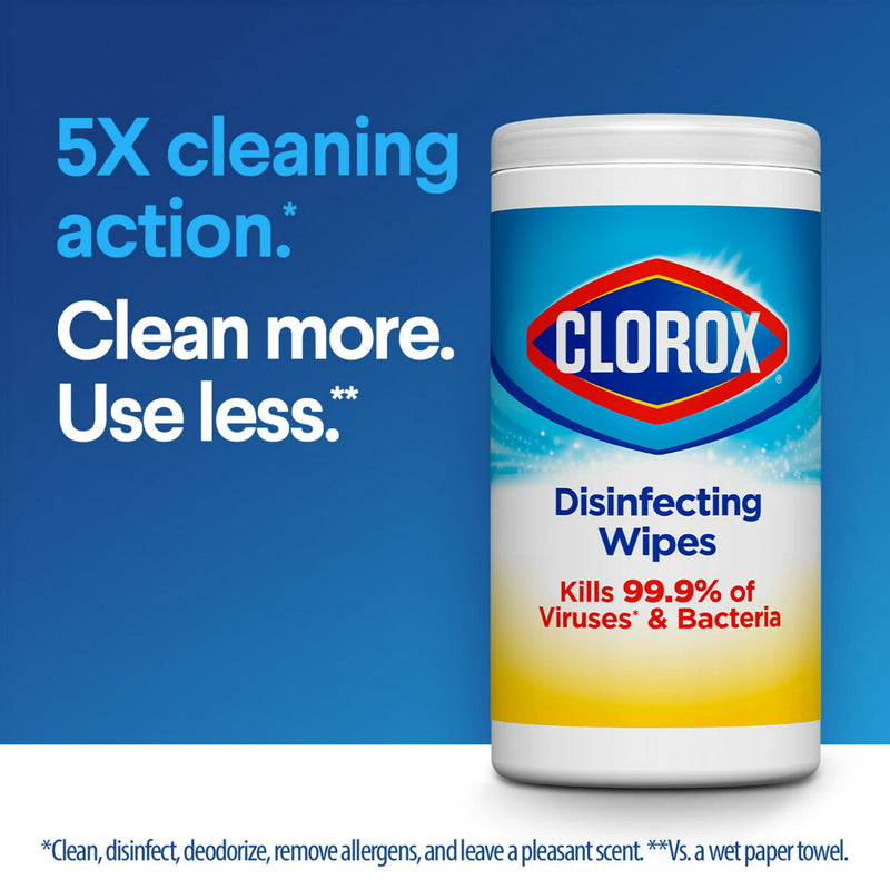 Clorox Disinfecting Wipes, Bleach Free Cleaning Wipes - Crisp Lemon - 75 Count