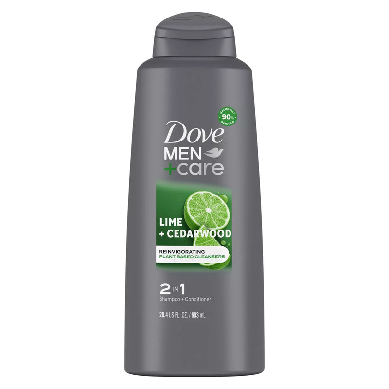 Dove Men+Care Men 2-in-1 Shampoo & Conditioner Lime + Cedarwood Plant Based Cleansers, 20.4 oz