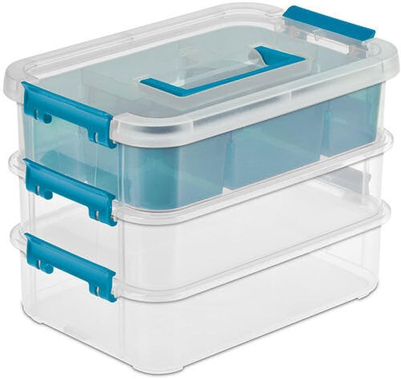 Sterilite Stack & Carry 3 Layer Handle Box & Tray