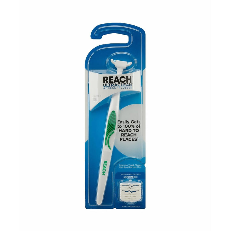 Listerine Reach Ultraclean Access  Flosser + 8 Disposable Heads Unflavored