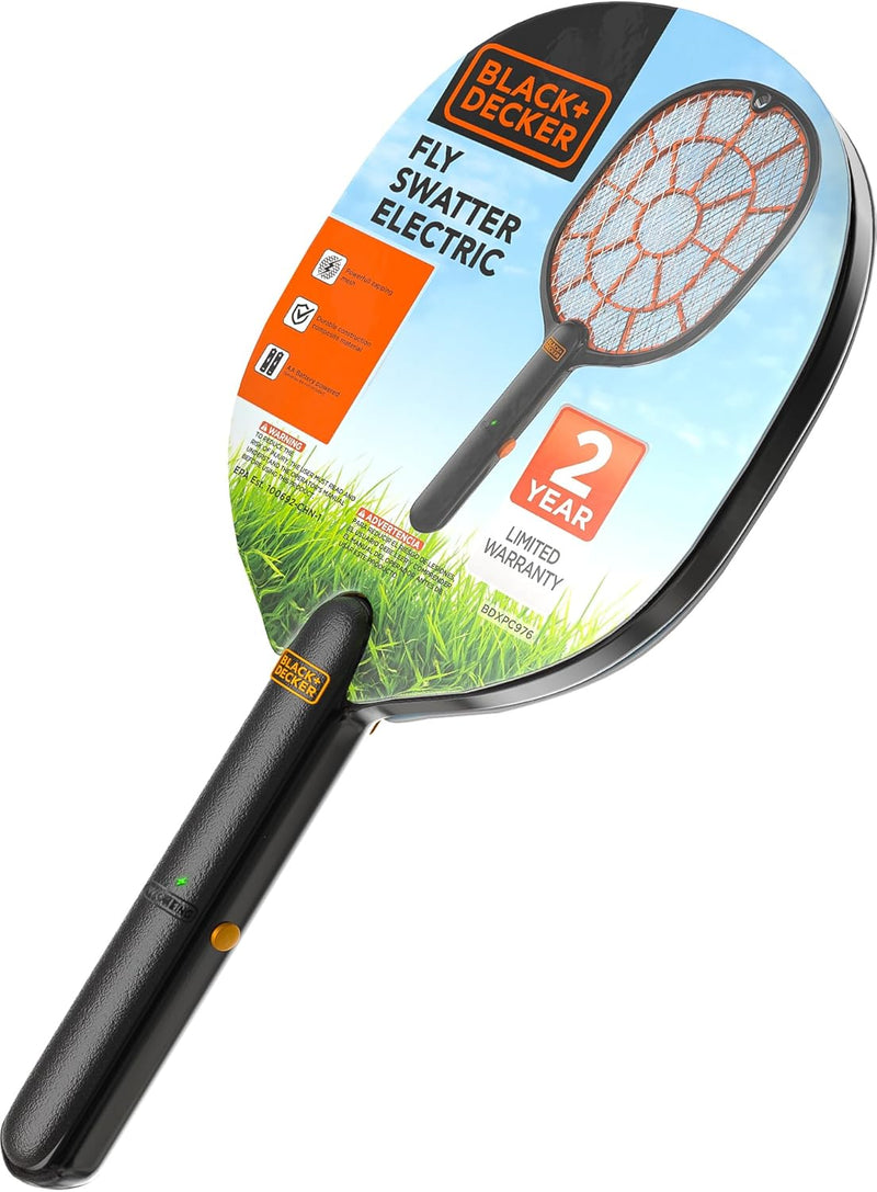 Black+Decker Bug Zapper Racket – Electric Fly Swatter for Gnats, Mosquitoes, & More