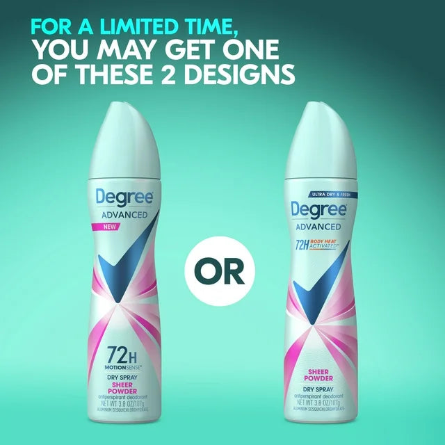 Degree Advanced Long Lasting Women's Antiperspirant Deodorant Dry Spray, Sheer Powder, 3.8 oz