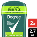 Degree Antiperspirant Deodorant for Men Extreme Blast, Twin Pack, 2.7 oz