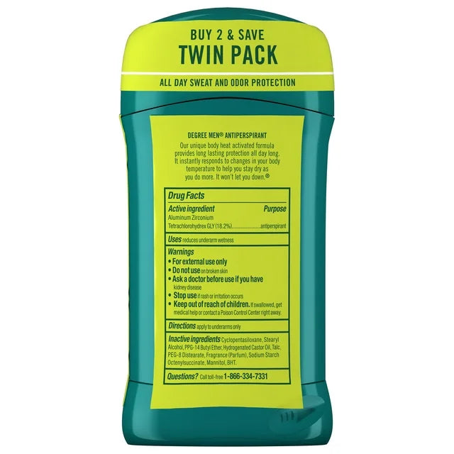 Degree Antiperspirant Deodorant for Men Extreme Blast, Twin Pack, 2.7 oz