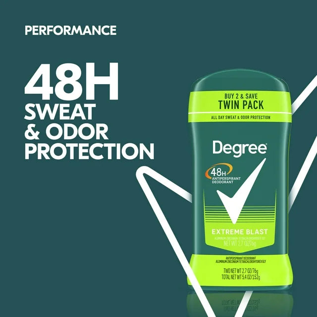 Degree Antiperspirant Deodorant for Men Extreme Blast, Twin Pack, 2.7 oz