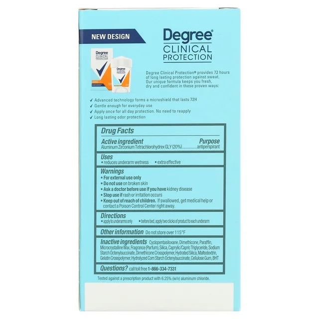 Degree Clinical Protection Long Lasting Antiperspirant Deodorant Stick, Summer Strength, 1.7 oz