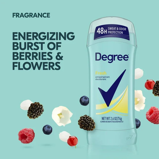 Degree Long Lasting Antiperspirant Deodorant Stick Twin Pack, Fresh, 2.6 oz