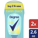 Degree Long Lasting Antiperspirant Deodorant Stick Twin Pack, Fresh, 2.6 oz
