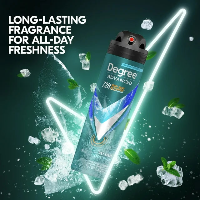 Degree Long Lasting Men's Antiperspirant Deodorant Dry Spray Cool Rush, 3.8 oz