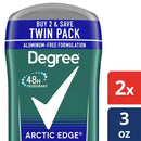 Degree Long Lasting Men's Deodorant Stick Twin Pack, Arctic Edge, 3 oz