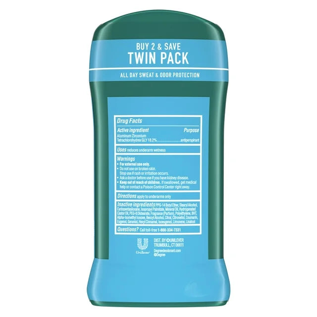 Degree Men Original Antiperspirant Deodorant for Men Cool Rush Twin Pack, 2.7oz