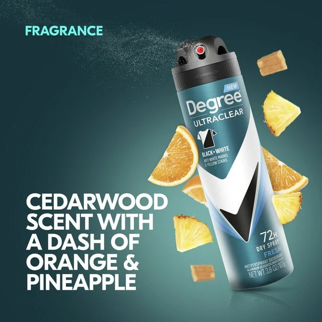 Degree Ultra Clear Long Lasting Antiperspirant Deodorant Dry Spray, Fresh, 3.8 oz