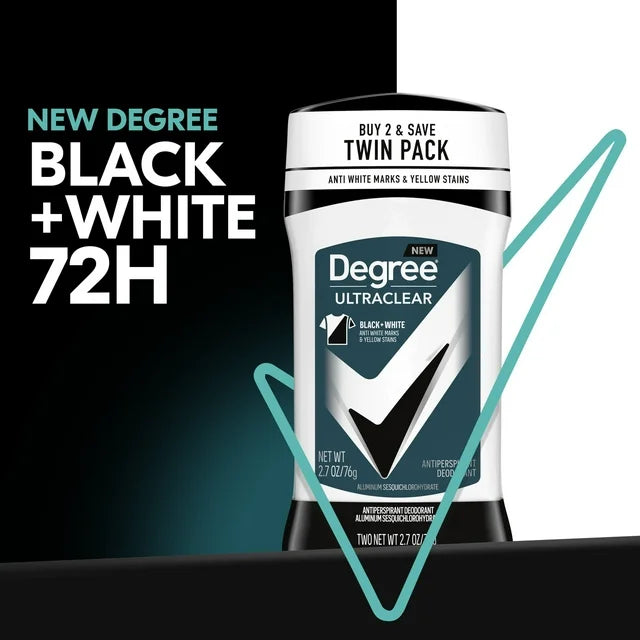 Degree Ultra Clear Long Lasting Antiperspirant Deodorant Stick Twin Pack, Woody, 2.7 oz