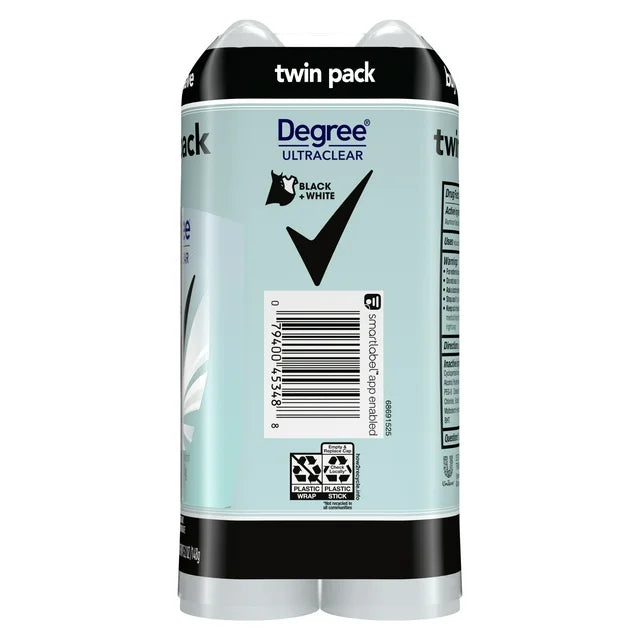 Degree Ultra Clear Long Lasting Women's Antiperspirant Deodorant Stick Twin Pack, Fresh, 2.6 oz