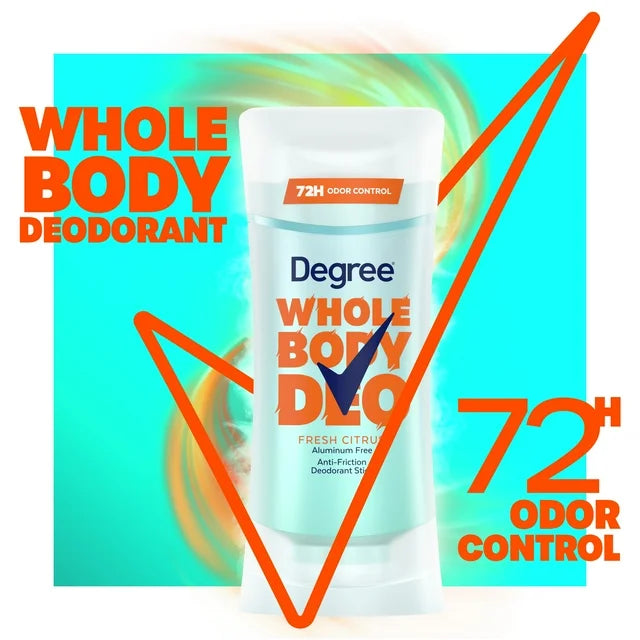 Degree Women Whole Body Deodorant Stick for Women Fresh Citrus Scent Aluminum Free, 2.6 oz