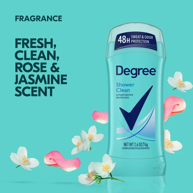 Degree Women's Long Lasting Antiperspirant Deodorant Stick, Shower Clean, 2.6 oz