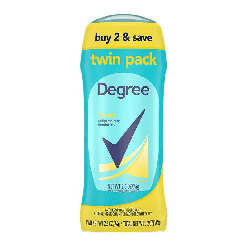 Degree Long Lasting Antiperspirant Deodorant Stick Twin Pack, Fresh, 2.6 oz