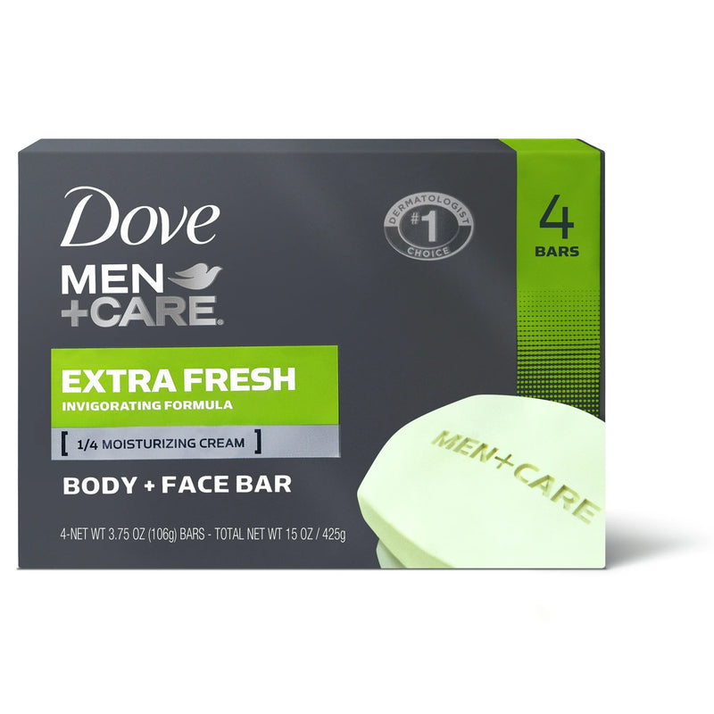 Dove Men+Care Body + Face Bar Invigorating Formula, Extra Fresh, 3.75 oz 4 Bars