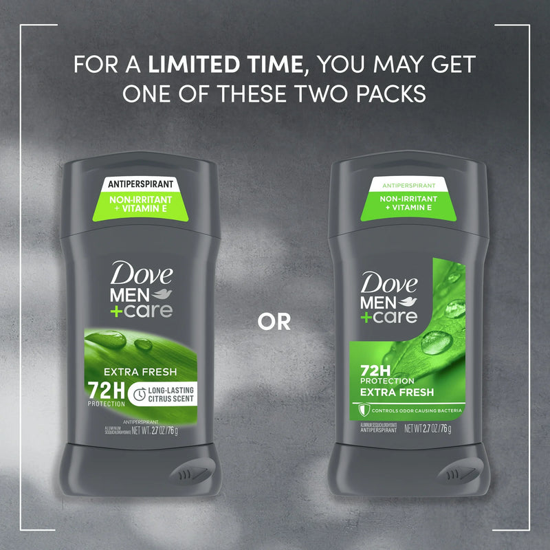 Dove Men+Care Antiperspirant Deodorant Stick for Men Extra Fresh with Moisturizing Cream Citrus Scent, 2.7 oz