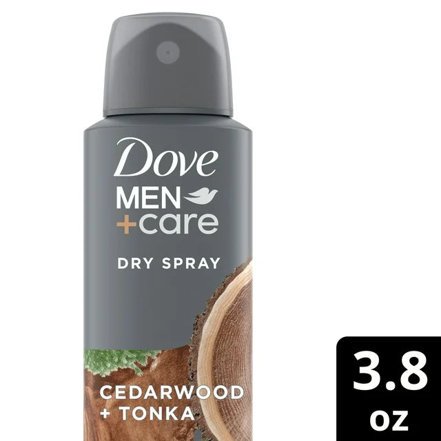 Dove Men+Care Dry Spray Antiperspirant Deodorant for Men Cedarwood + Tonka, 3.8 oz