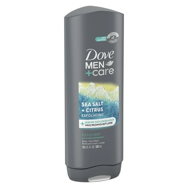Dove Men+Care Exfoliating Body & Face Wash Sea Salt + Citrus, 18 oz