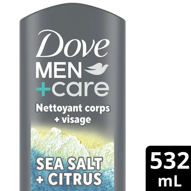Dove Men+Care Exfoliating Body & Face Wash Sea Salt + Citrus, 18 oz