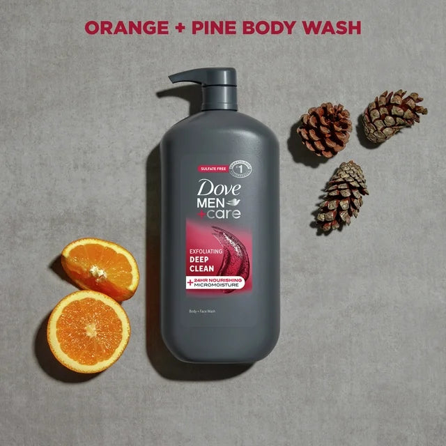 Dove Men+Care Exfoliating Deep Clean Face & Body Wash for Men Citrus + Cedarwood, 30 oz