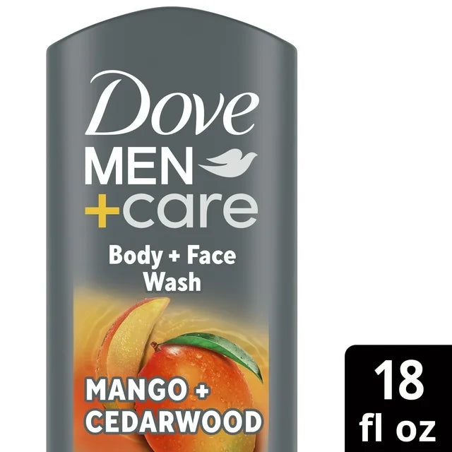 Dove Men+Care Face & Body Wash for Men Nourishing Mango & Cedarwood All Skin, 18 oz