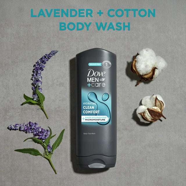 Dove Men+Care Hydrating Gentle Face & Body Wash for Men Clean Comfort All Skin, 18 oz