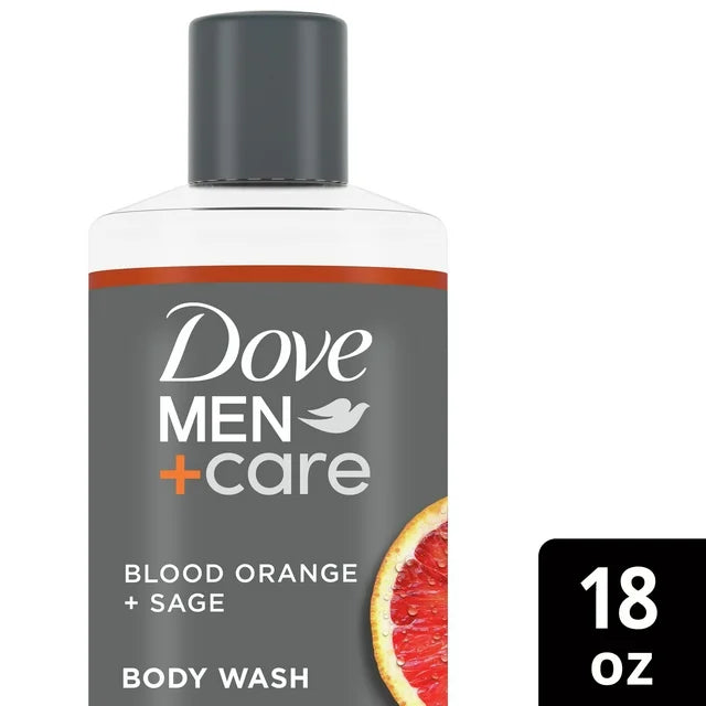 Dove Men+Care Liquid Body Wash for Men Blood Orange + Sage Plant-Based All Skin, 18 oz