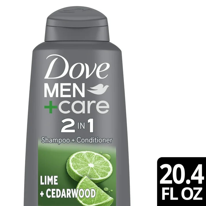 Dove Men+Care Men 2-in-1 Shampoo & Conditioner Lime + Cedarwood Plant Based Cleansers, 20.4 oz