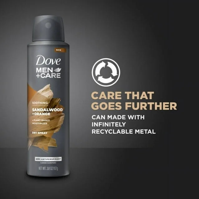 Dove Men+Care Men's Antiperspirant Deodorant Dry Spray, Sandalwood and Orange, 3.8 oz