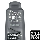 Dove Men+Care Purifying Daily Shampoo Charcoal and Clay Plant Based Cleanser, 20.4 oz