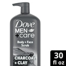 Dove Men+Care Purifying Hydrating Face & Body Wash for Men Charcoal & Clay, 30 oz
