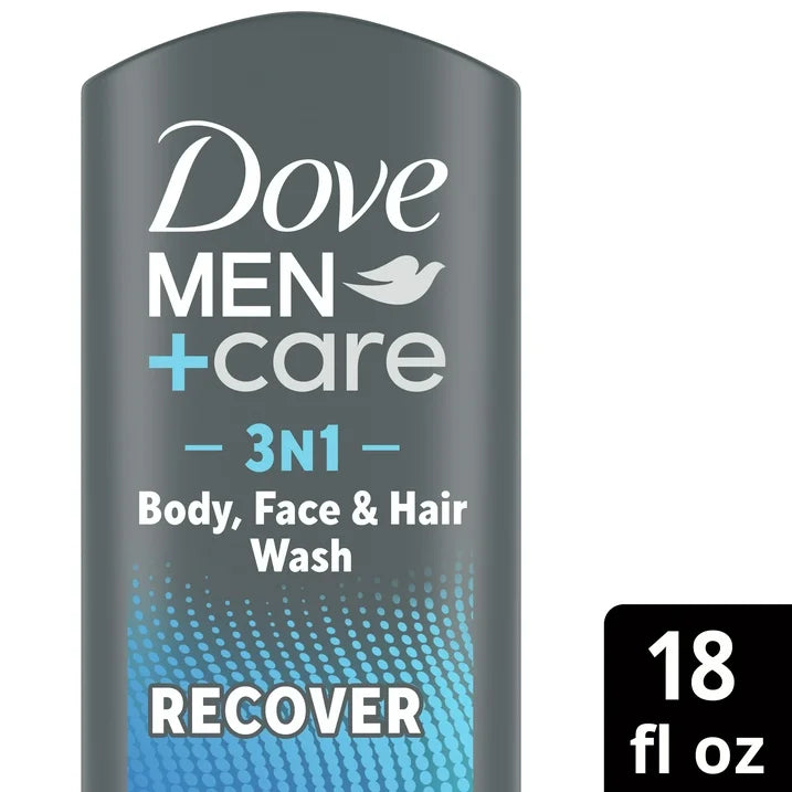Dove Men+Care Recover Hydrating 3-in-1 Men's Body Wash All Skin Peppermint, 18 oz
