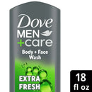 Dove Men+Care Refreshing Hydrating Face & Body Wash for Men Extra Fresh All Skin, 18 oz