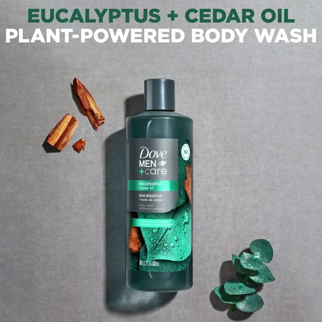 Dove Men+Care Relaxing Hydrating Body Wash for Men Eucalyptus Cedar All Skin, 18 oz