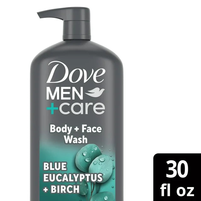 Dove Men+Care Relaxing Hydrating Men's Face & Body Wash Blue Eucalyptus & Birch All Skin, 30 oz