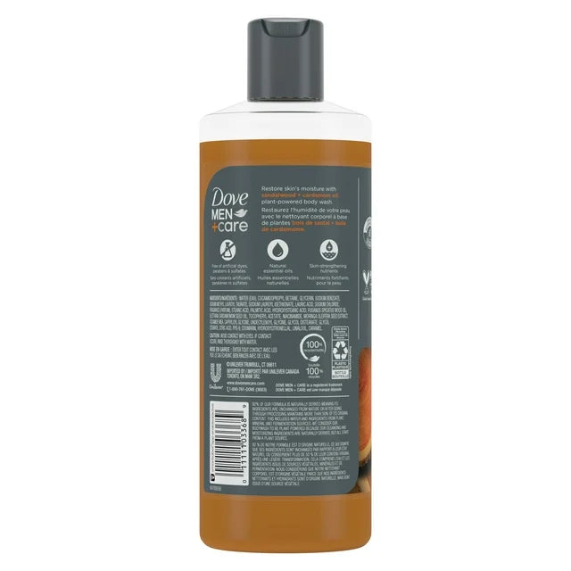 Dove Men+Care Restoring Liquid Body Wash for Men Sandalwood + Cardamom Oil, 18 oz