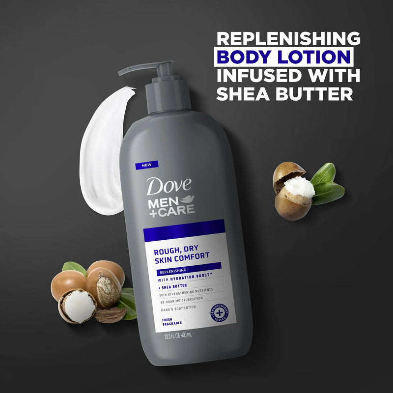Dove Men+Care Skin Comfort Non Greasy Men's Hand & Body Lotion Dry Skin, Fresh, 13.5 oz