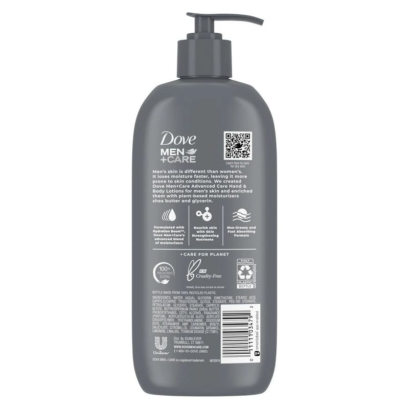 Dove Men+Care Skin Comfort Non Greasy Men's Hand & Body Lotion Dry Skin, Fresh, 13.5 oz