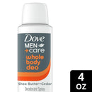 Dove Men +Care Whole Body Deodorant Spray for Men Shea Butter & Cedar, 4 oz
