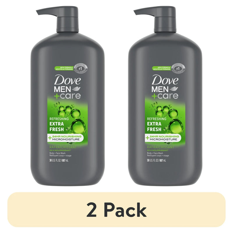 Dove Men+Care Extra Fresh Refreshing Hydrating Face and Body Wash, 30 fl oz