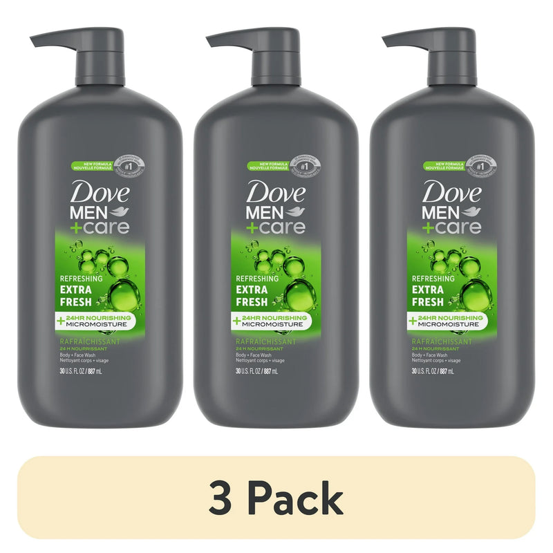 Dove Men+Care Extra Fresh Refreshing Hydrating Face and Body Wash, 30 fl oz