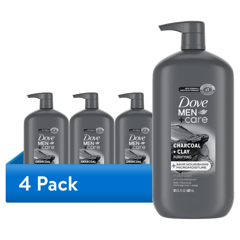 Dove Men+Care Purifying Hydrating Face & Body Wash for Men Charcoal & Clay, 30 oz