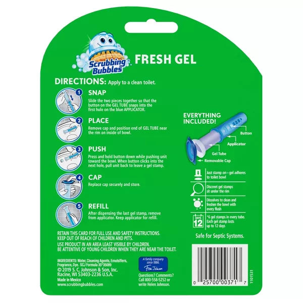 Scrubbing Bubbles Floral Fusion Scent Fresh Gel Toilet Cleaning Stamp - 1.34oz/6ct