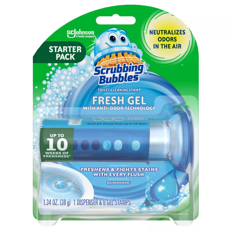 Scrubbing Bubbles Rainshower Scent Fresh Gel Toilet Cleaning Stamp 6ct