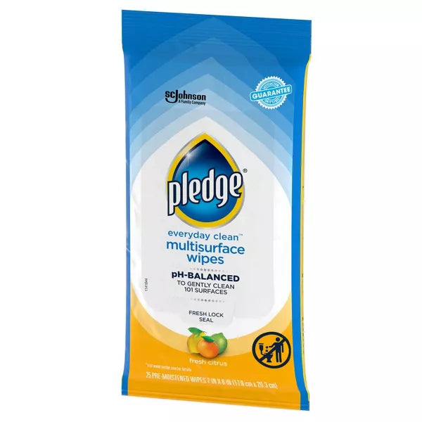 Pledge Fresh Citrus Multisurface Cleaning Wipes - 25ct