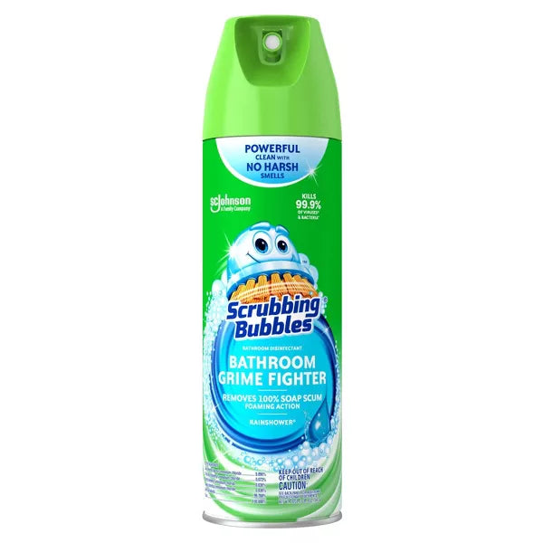 Scrubbing Bubbles Rainshower Scent Bathroom Grime Fighter Disinfectant Aerosol - 20oz