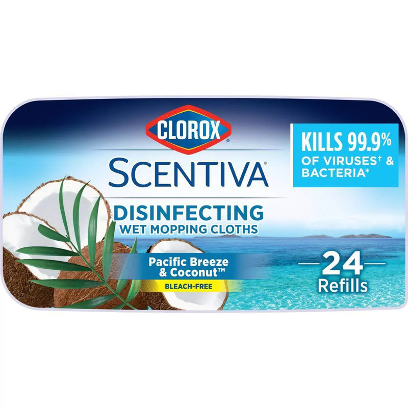 Clorox Scentiva Disinfecting Wet Mopping Cloths - Pacific Breeze & Coconut - 24ct